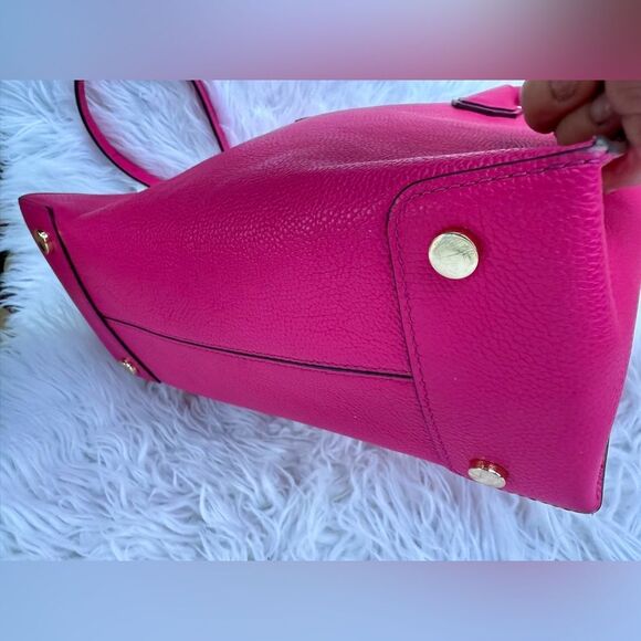 Michael Kors Fuchsia Pink Satchel – Pebbled Leather + Gold Lock & Strap - Picture 6 of 17